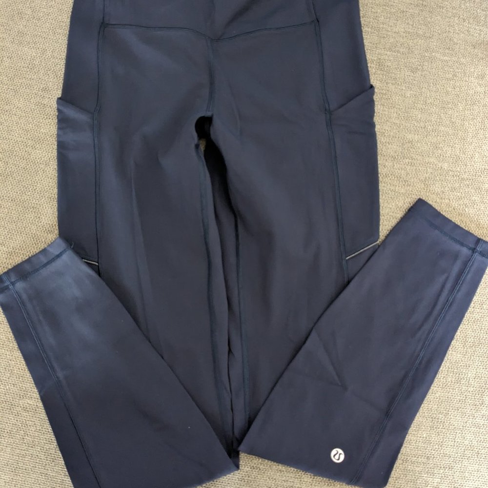 Lulu Speed Up Legging With Pockets - Navy 28" Size 6